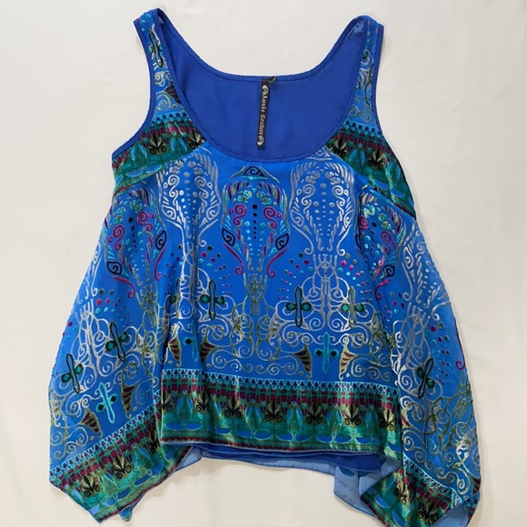Vibrant Blue and Green Patterned Tank Top - Picture 9 of 11